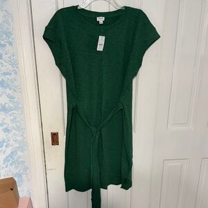 New! J Crew Dark Green Tie-Front Mini Dress